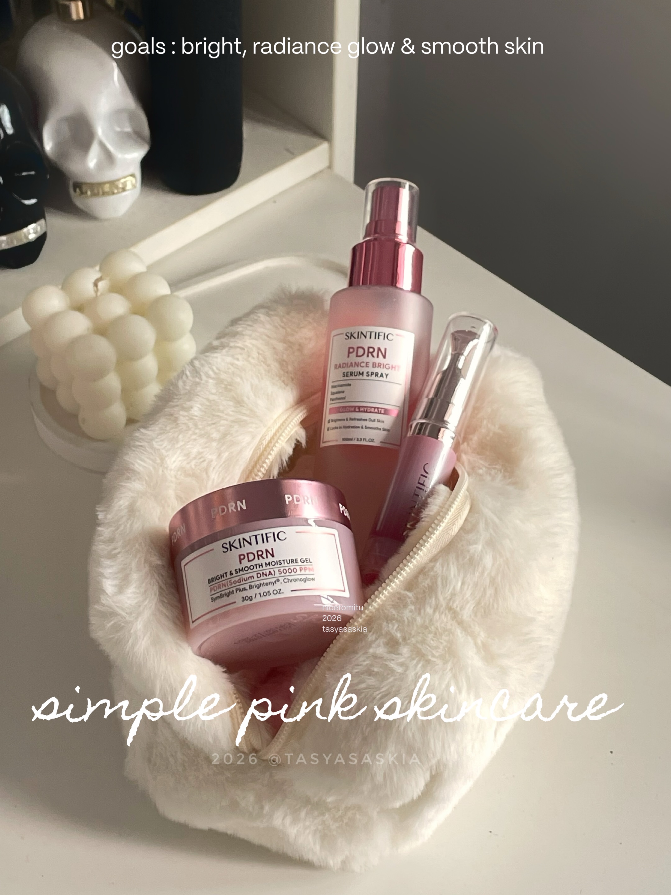 Skintific Co Facebook ad: pink skincare on my skin