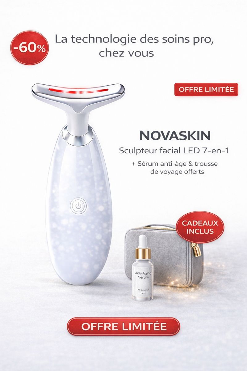Novaskin Facebook ad: Sculpteur facial LED 7-en-1, Offre limitée