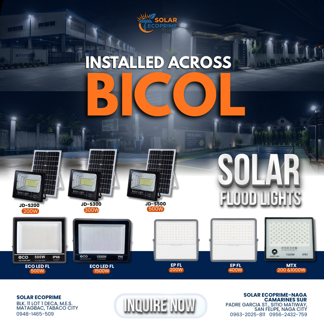 Solar EcoPrime Facebook ad: Bicol's Most Trusted: Heavy-Duty Solar Flood Lights!