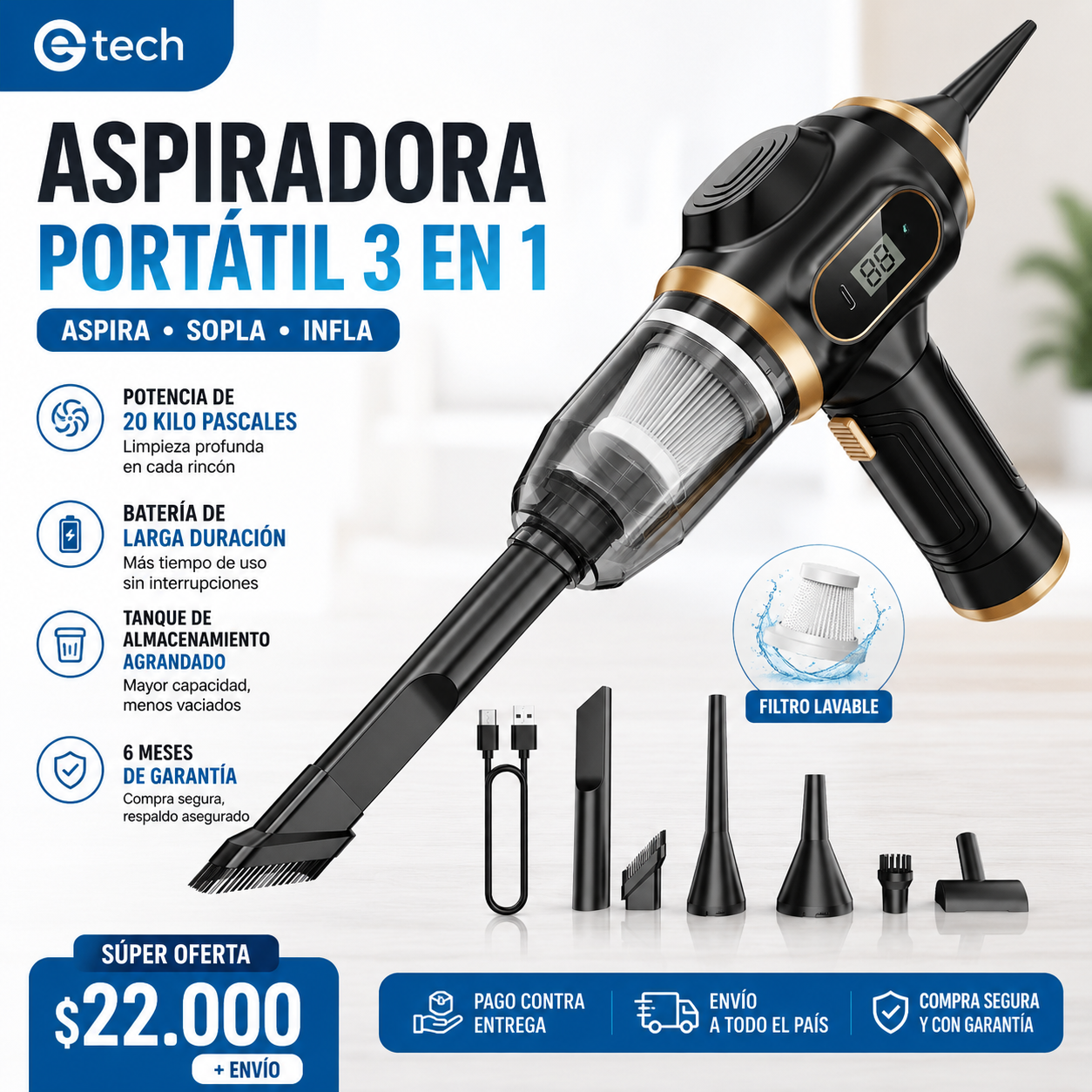Las Tres Tes - Tu Tienda Top Facebook ad: aspiradora portátil 3 en 1 $29.000 + envio, pago contra…