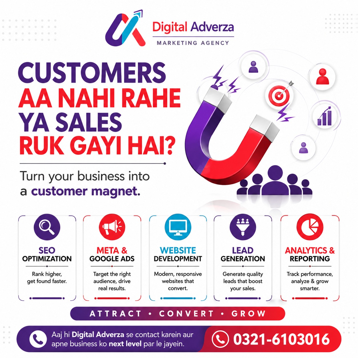 Digital Adverza Facebook ad: Customers aa nahi rahe ya sales ruk gayi…
