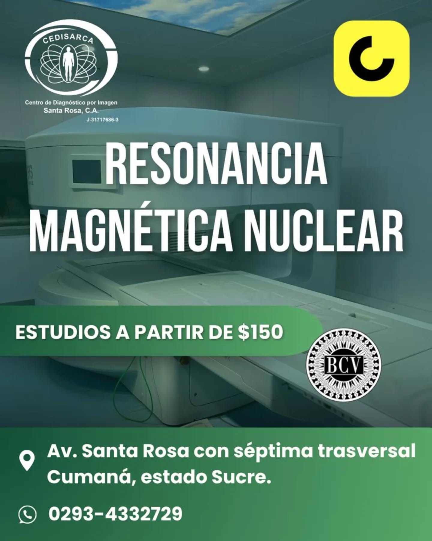 Cedisarca Facebook ad: En @cedisarca, ofrecemos resonancias magnéticas de última…