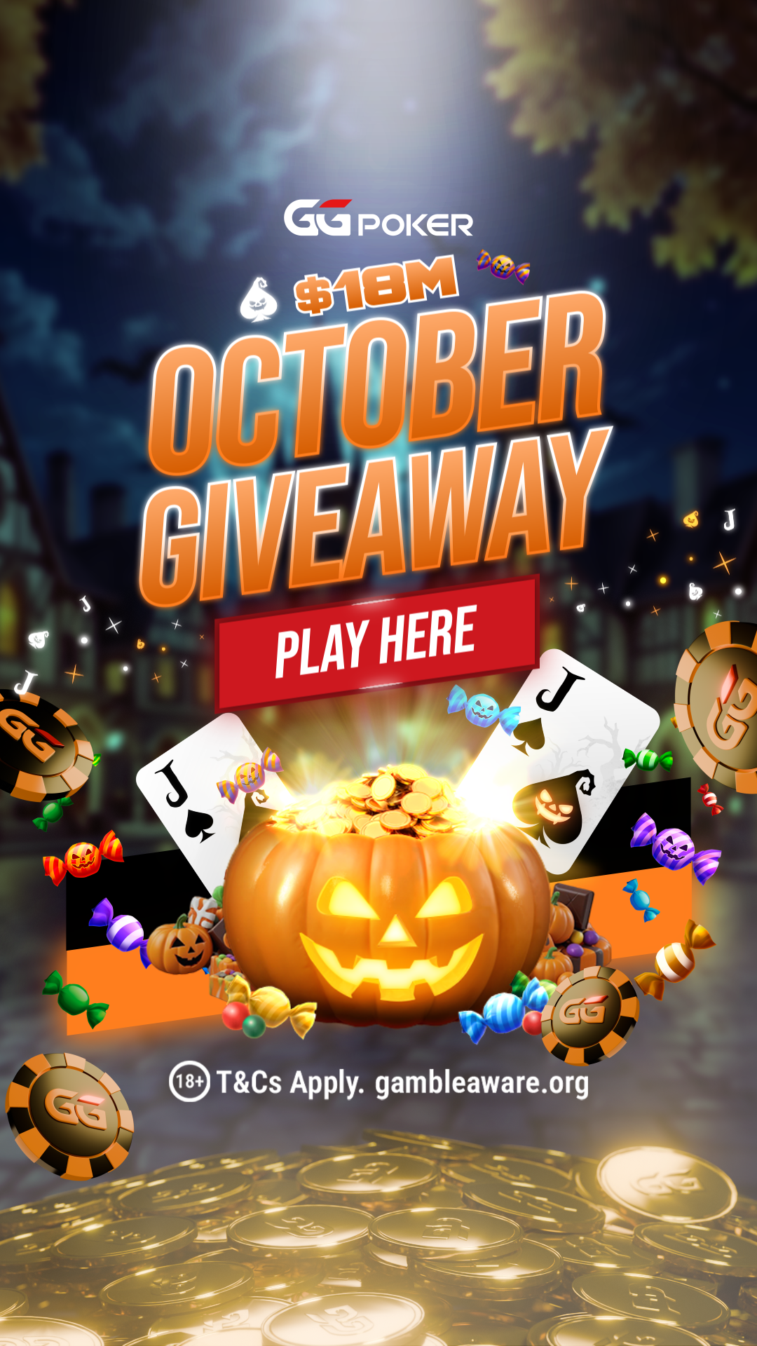 GGPoker Facebook ad: $18M October Giveaway