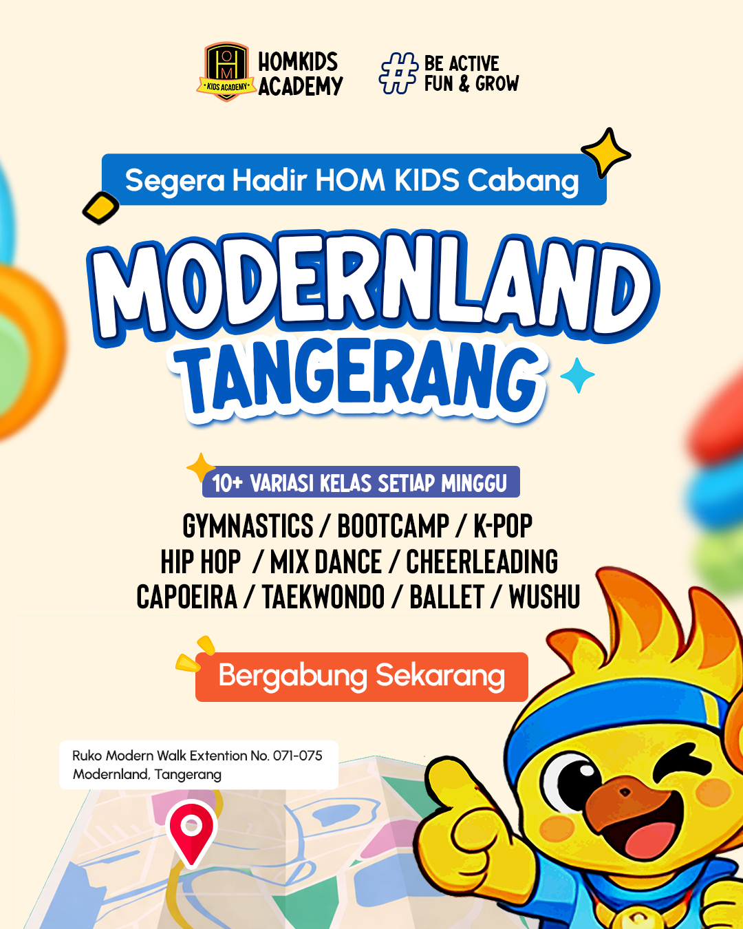 HOM Kids Academy Facebook ad: GYM ANAK PERTAMA DI TANGERANG
