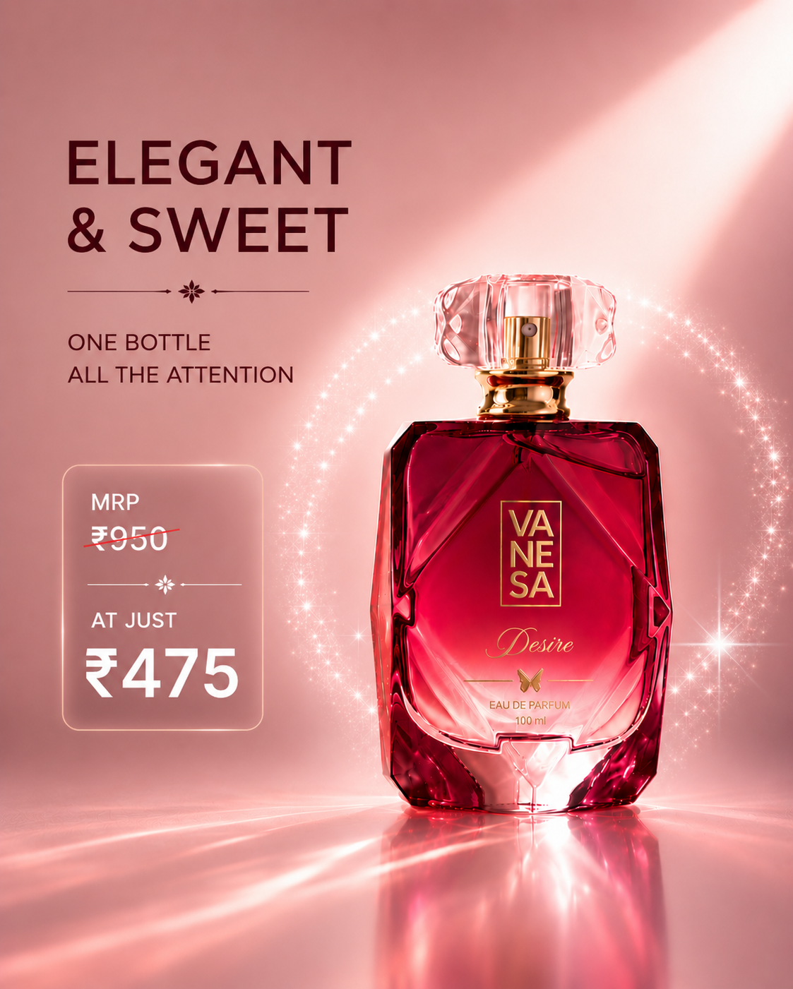 Vanesa Beauty Facebook ad: MRP ₹950, Now ₹475