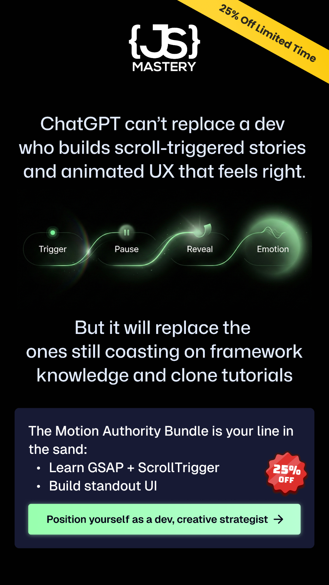 JavaScript Mastery Facebook ad from Feb 16, 2026