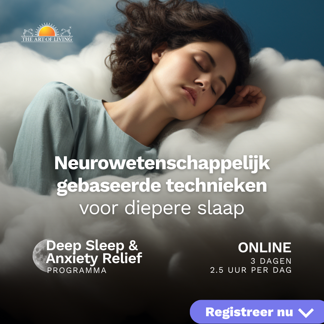 The Art of Living Facebook ad: Activeer je nervus vagus. Verminder angst. Slaap beter.