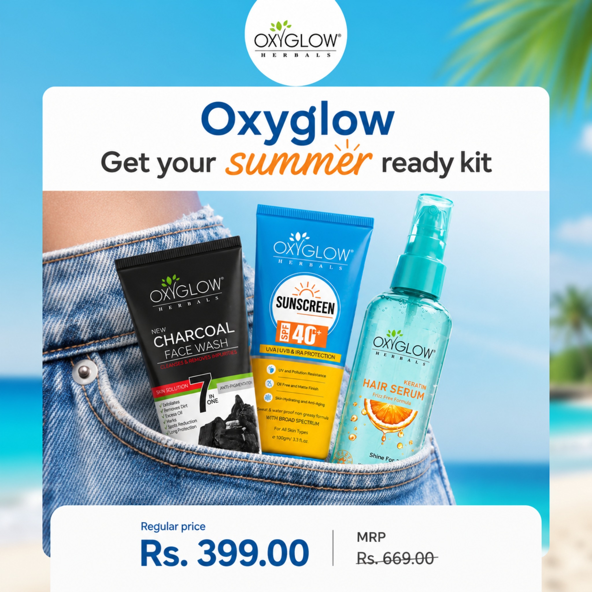 OxyGlow Cosmetics Facebook ad
