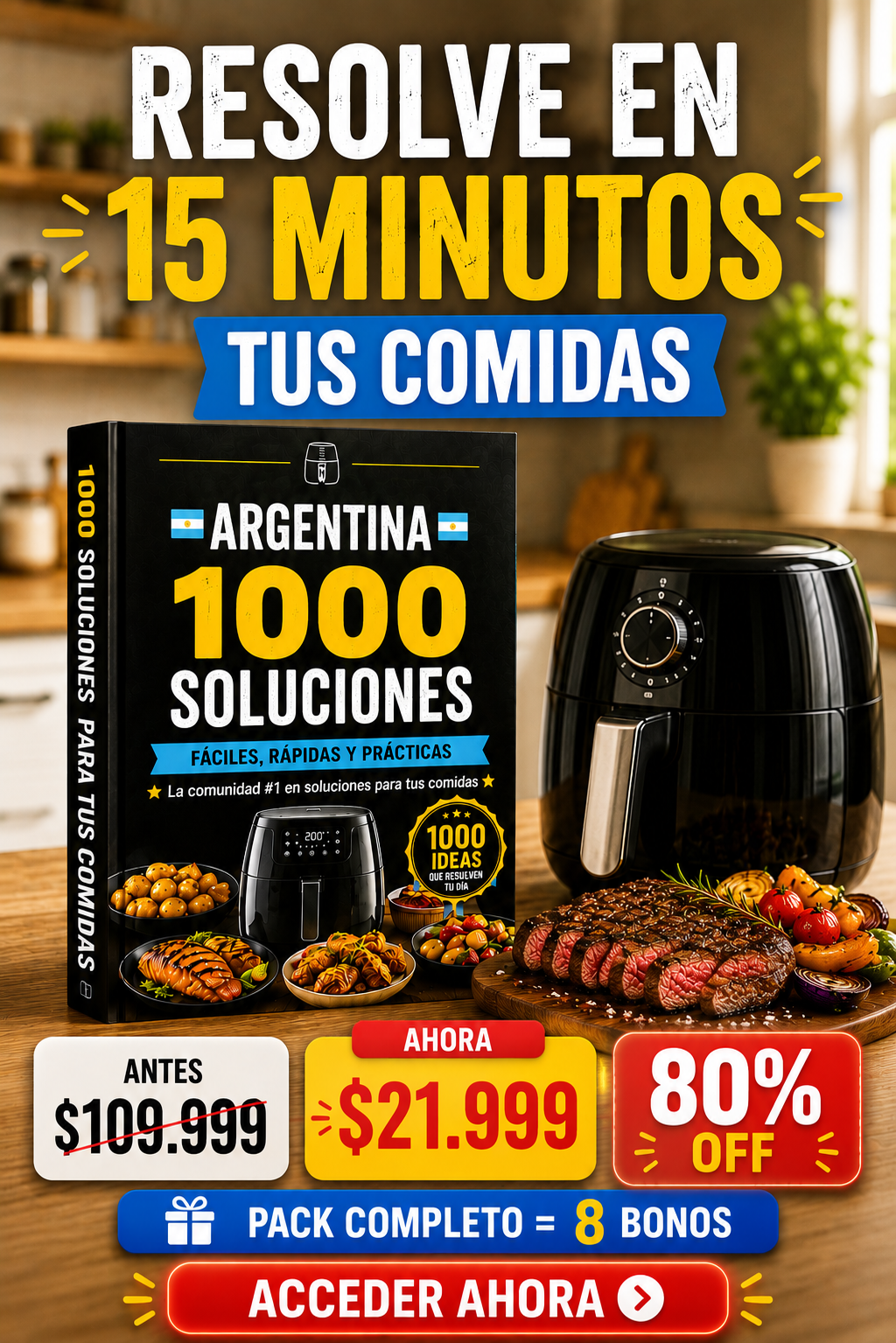 Recetas Air Fryer Argentina Facebook ad: Convertí tu Air Fryer en tu cocina principal Últimas horas…