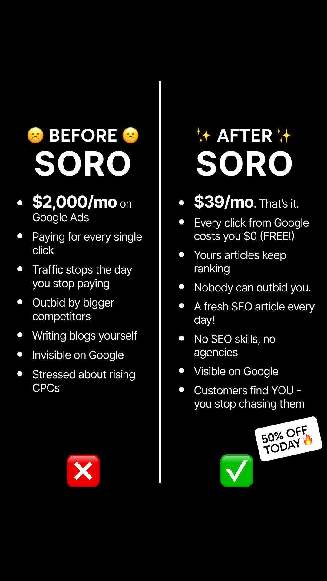 Soro SEO Facebook ad: Rank #1 on Google