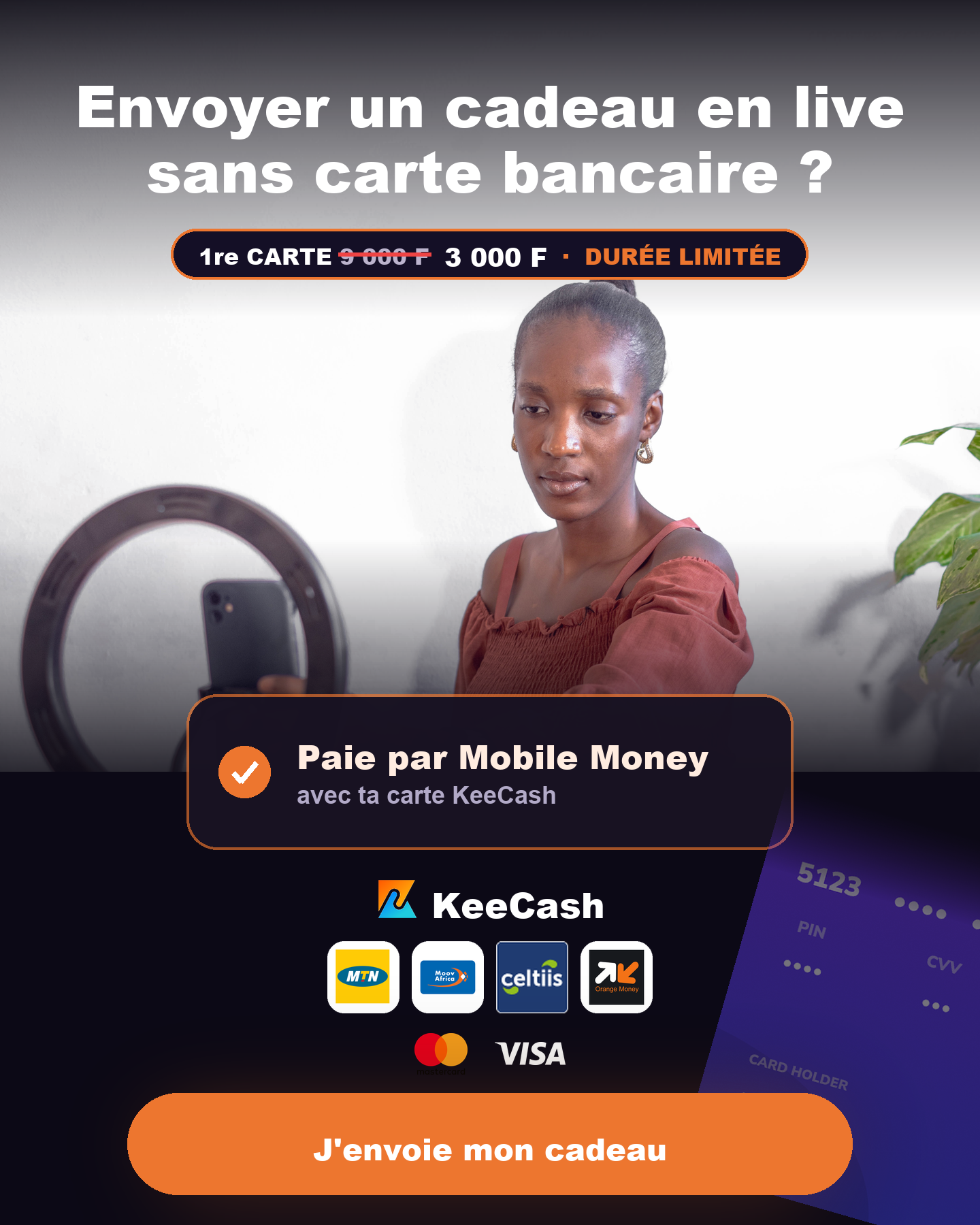 KeeCash - Cartes bancaires eur/usd par Mobile Money Facebook ad from Aug 31, 2026
