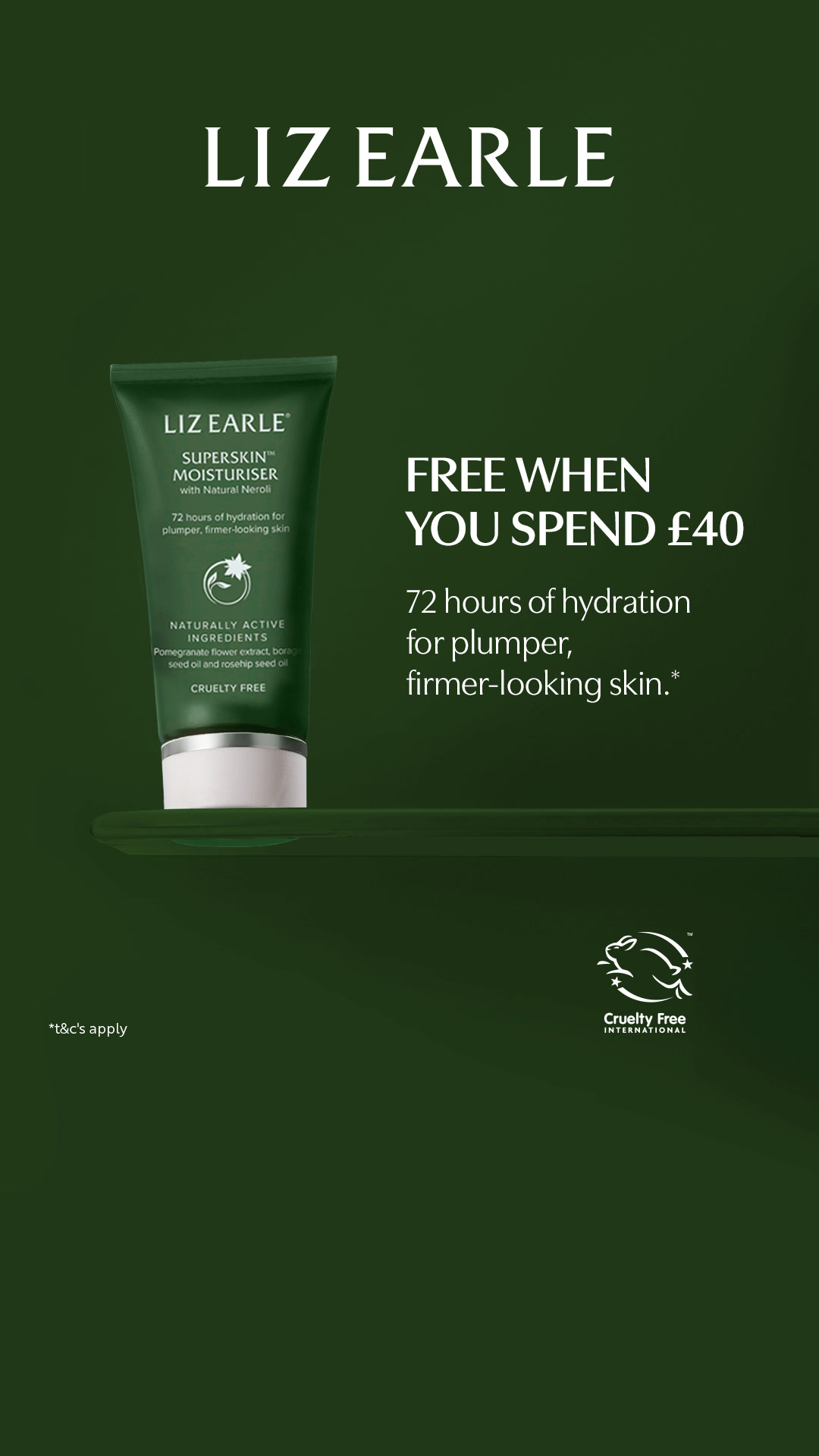 Liz Earle Beauty Co. Facebook ad: Free when you spend £40