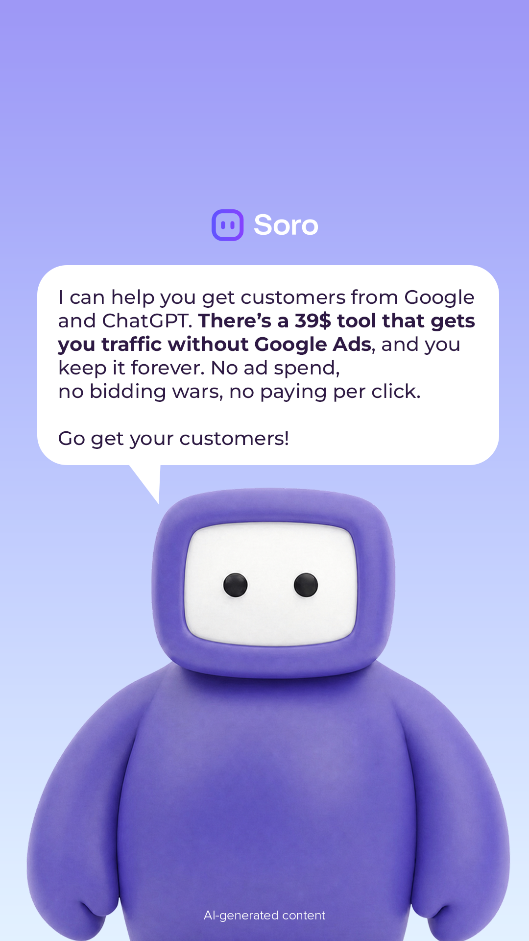 Soro SEO Facebook ad: Rank #1 on Google