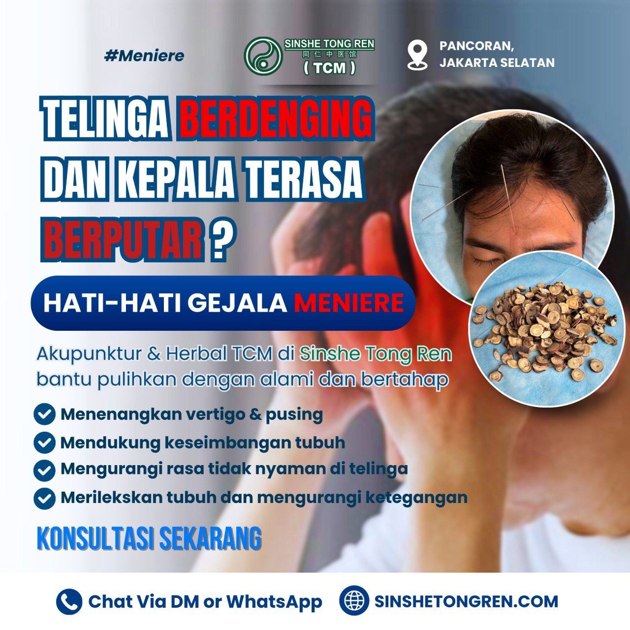 Shinse Tong Ren Holistic TCM Facebook ad: Gejala Meniere Kambuh? Saatnya Konsultasi!