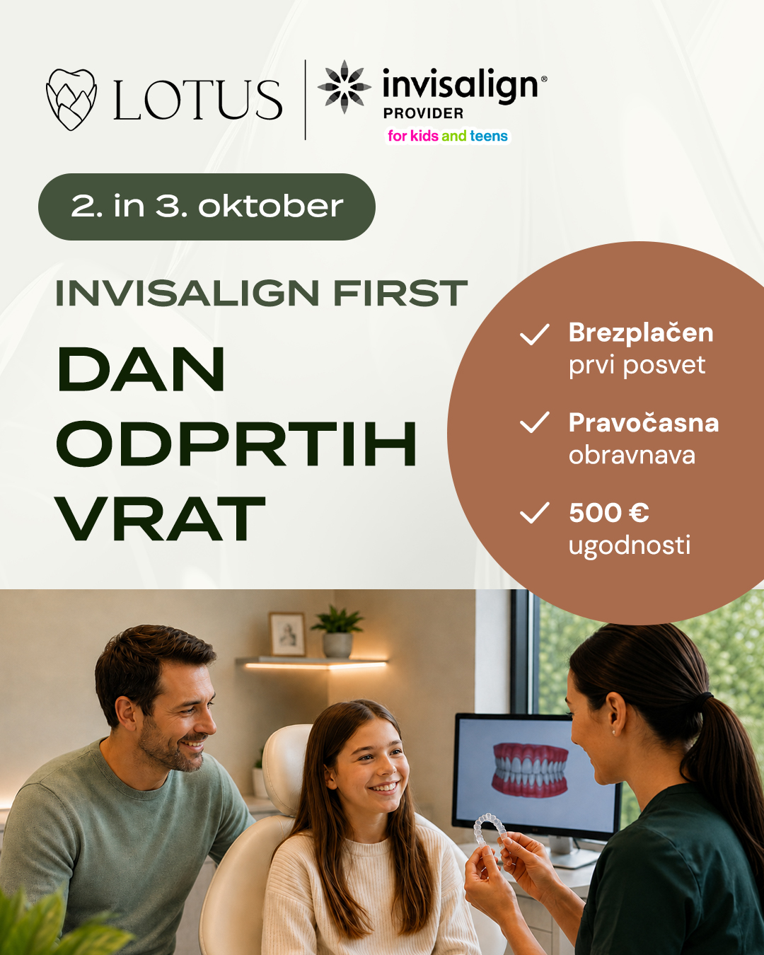 Lotus dentalni center Facebook ad: Vaš otrok takoj do zobnega aparata