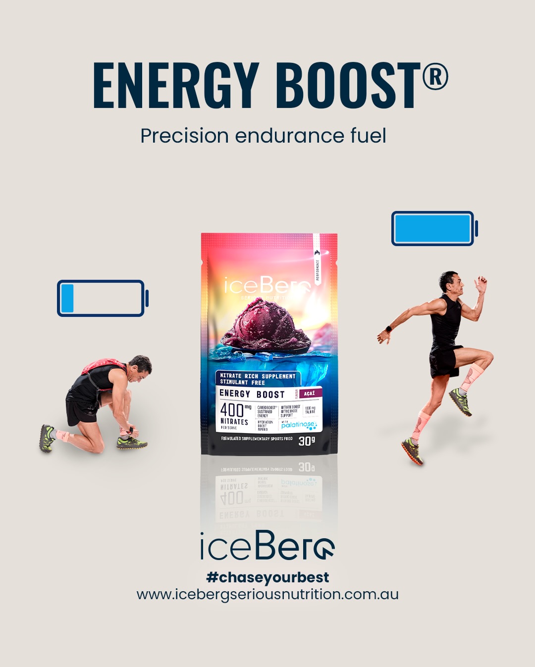 Iceberg Serious Nutrition Facebook ad: Energy gels work.