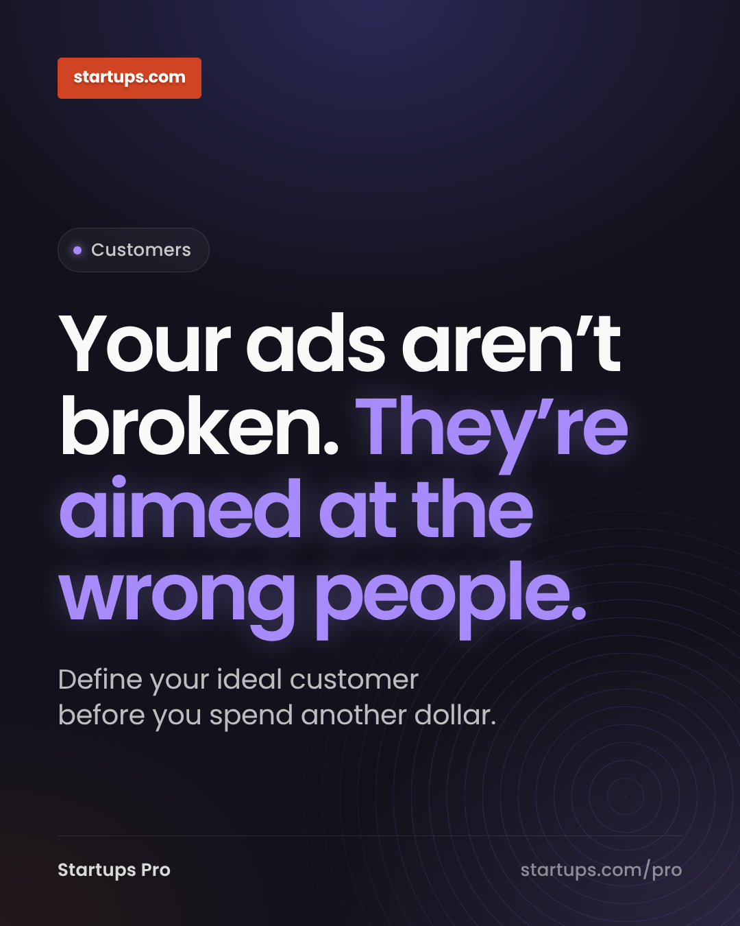 Startups.com Facebook ad: Startups Pro