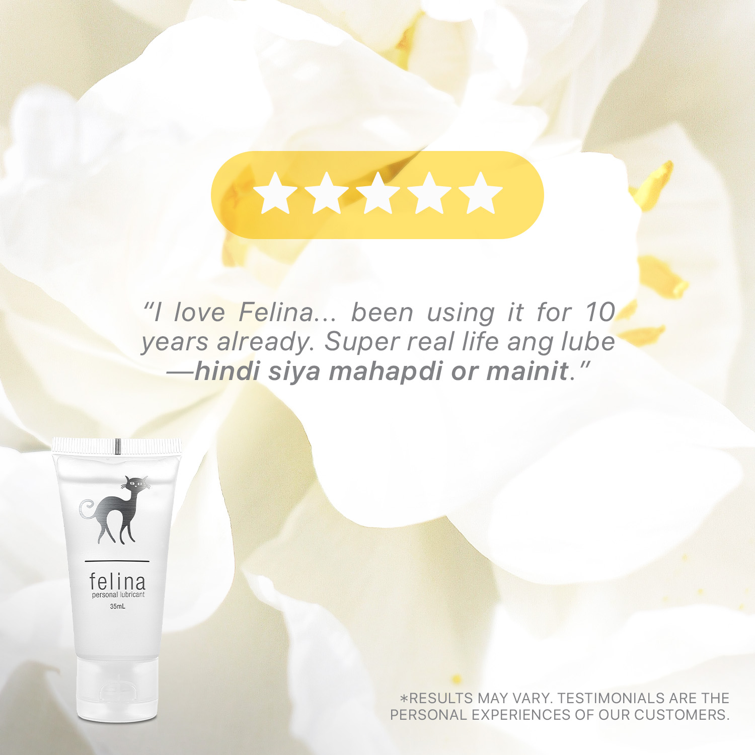 Felina Personal Lubricants Facebook ad: Real reviews. Real comfort.