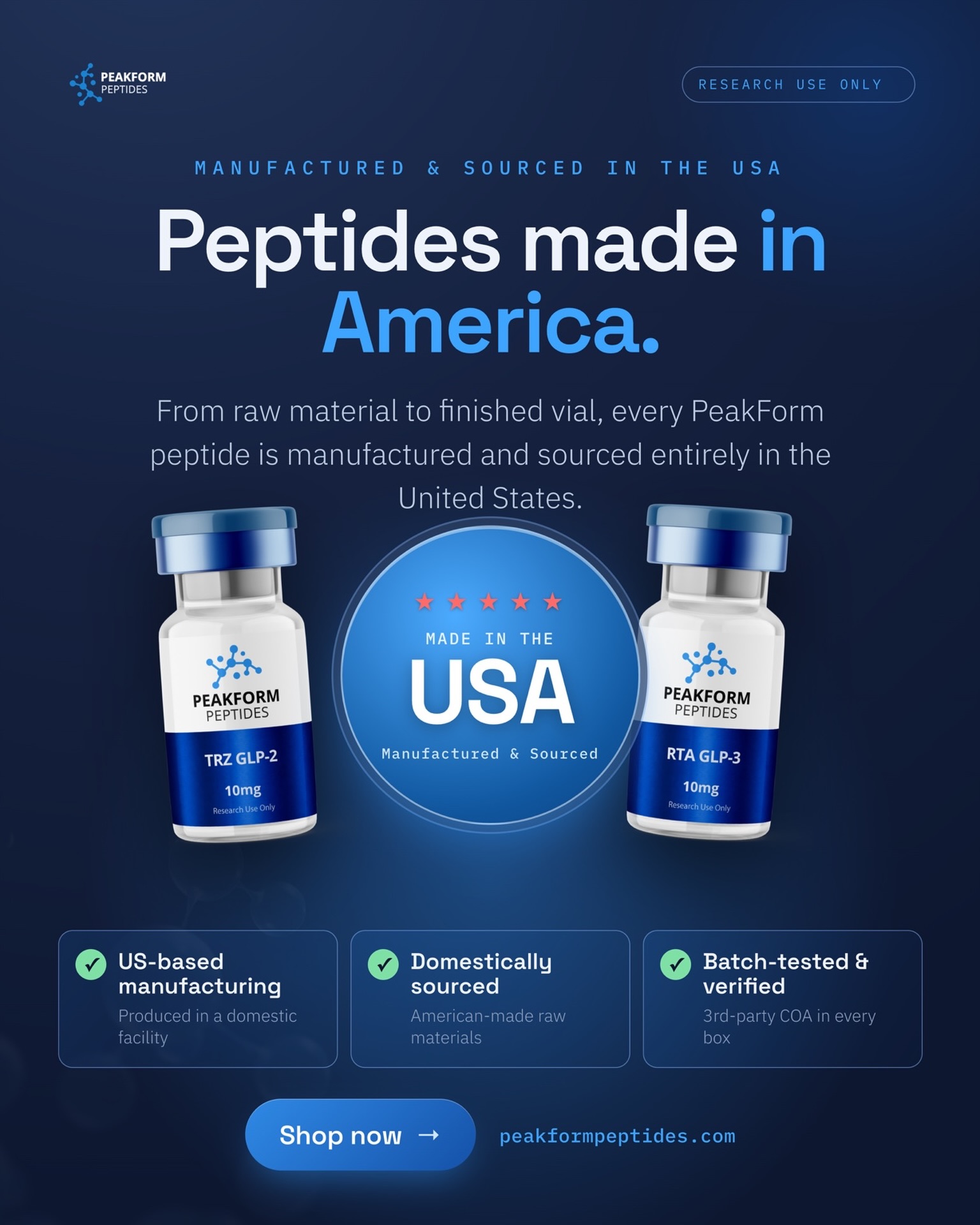 PeakForm Peptides Facebook ad: PeakForm Peptides | Shop the Highest Quality Peptides