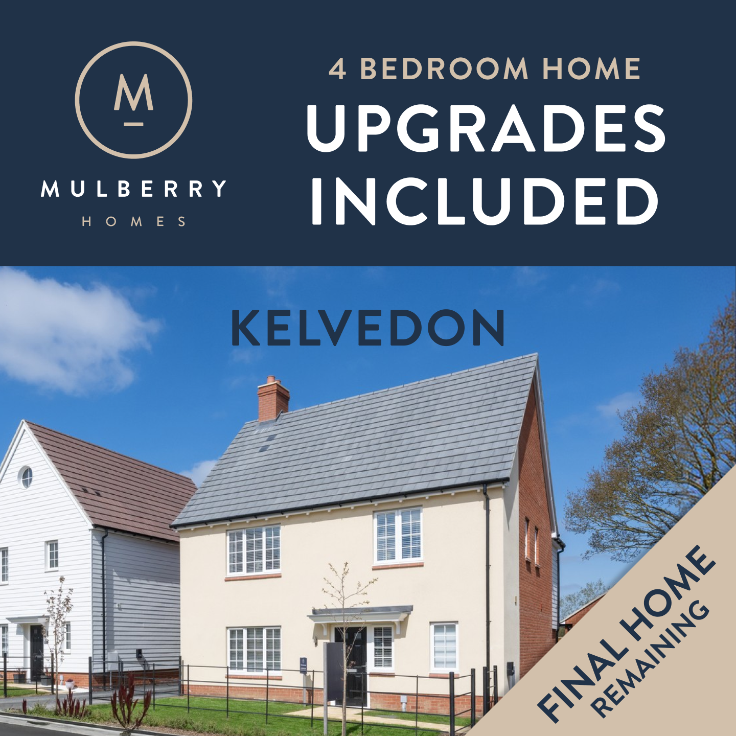 Mulberry Homes Facebook ad: Hi-spec 4 bedroom home at Kelvedon complete with…