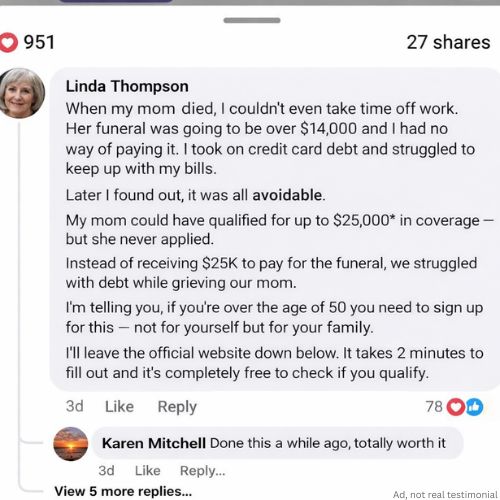 Megan Cooper Facebook ad: Up to $25k* in Final Expense Coverage