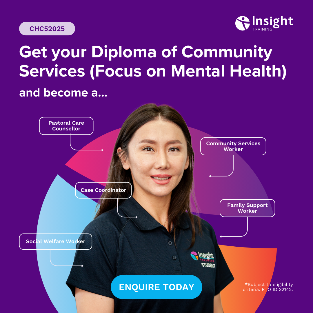 Insight Training RTO 32142 Facebook ad: Diploma of Community Services (focus on Mental Health)