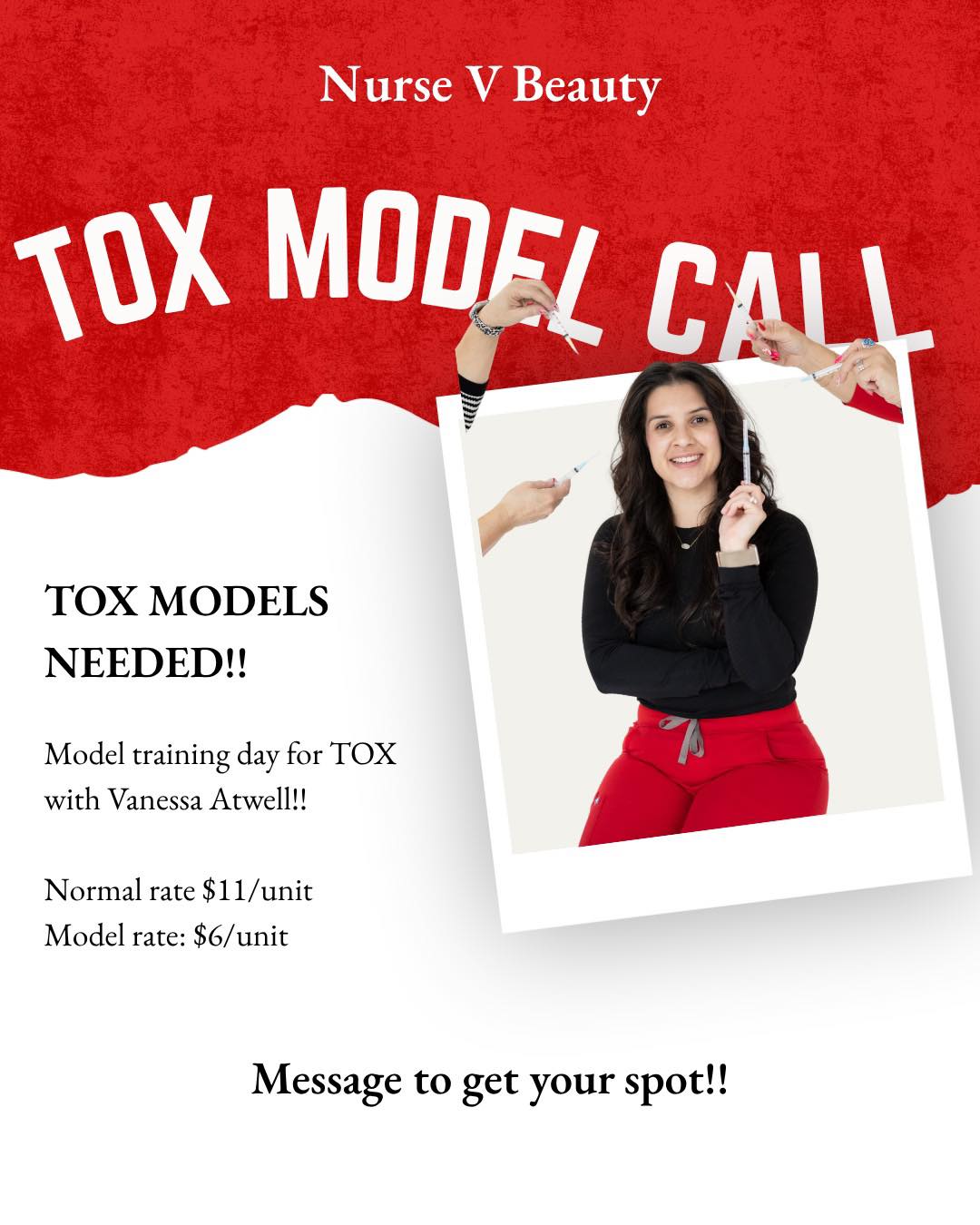 Nurse V Beauty Facebook ad: July 24th TOX MODEL CALL - for a…