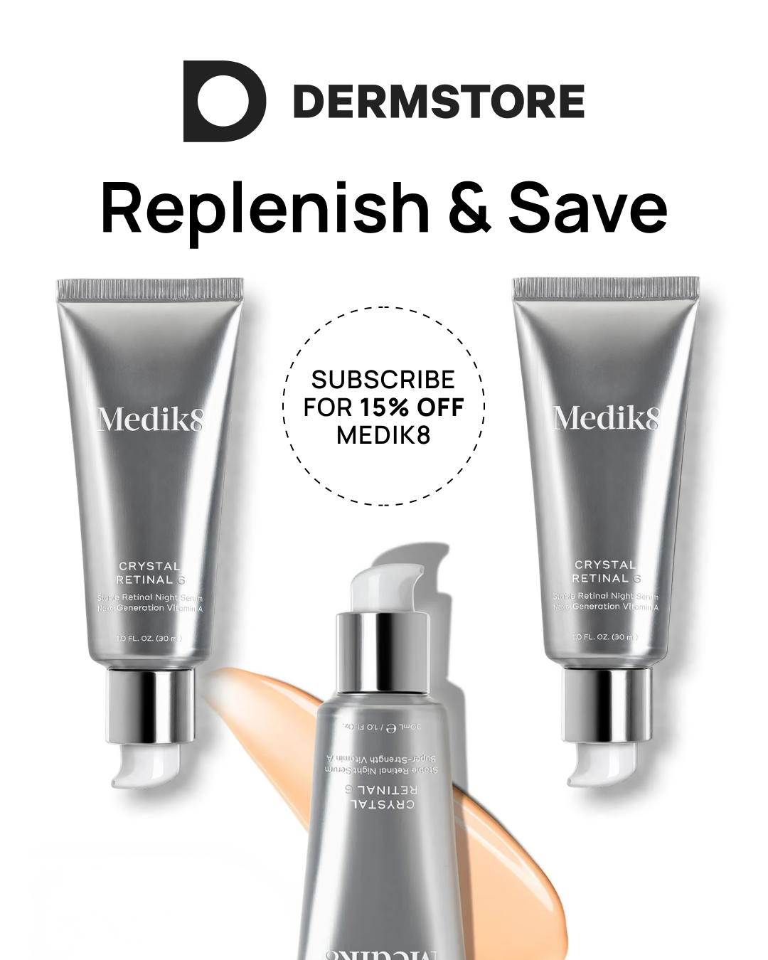 Dermstore Facebook ad: Never Run Out Again
