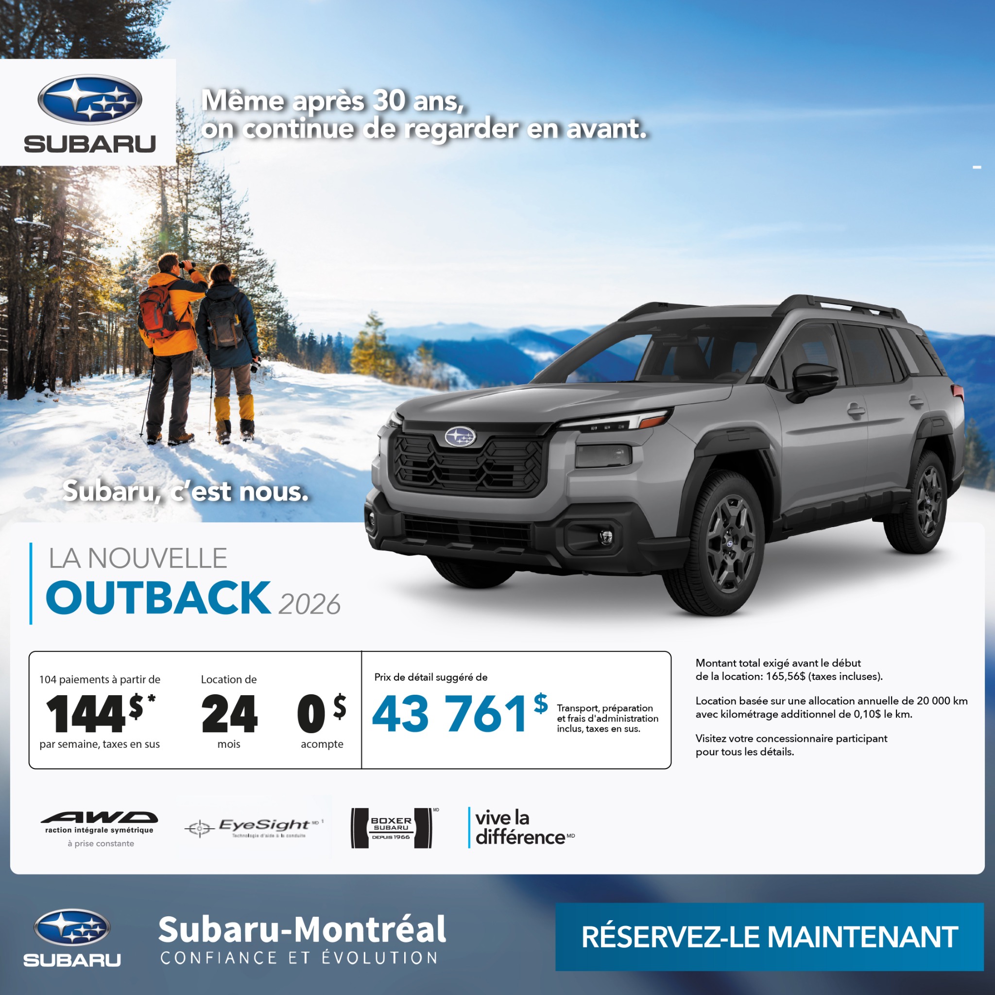 Subaru-Montreal Facebook ad: Réservez-le maintenant