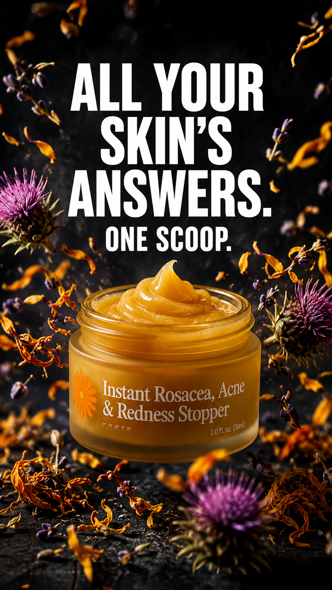 Frøya Organics Facebook ad: Hormonal Acne, Finally Calm