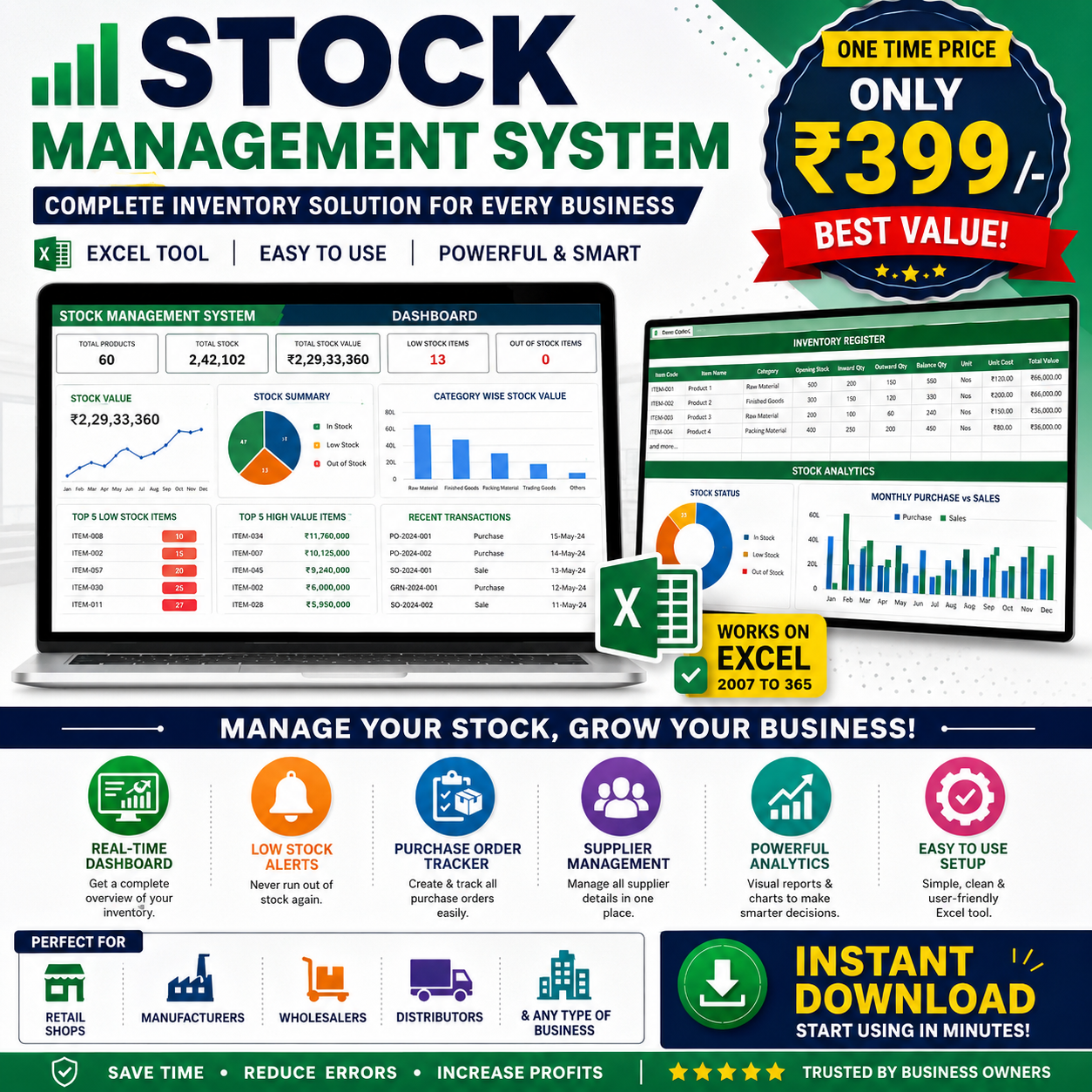 Matribits digital Facebook ad: Stock Tension Khatam, ₹399 Mein!