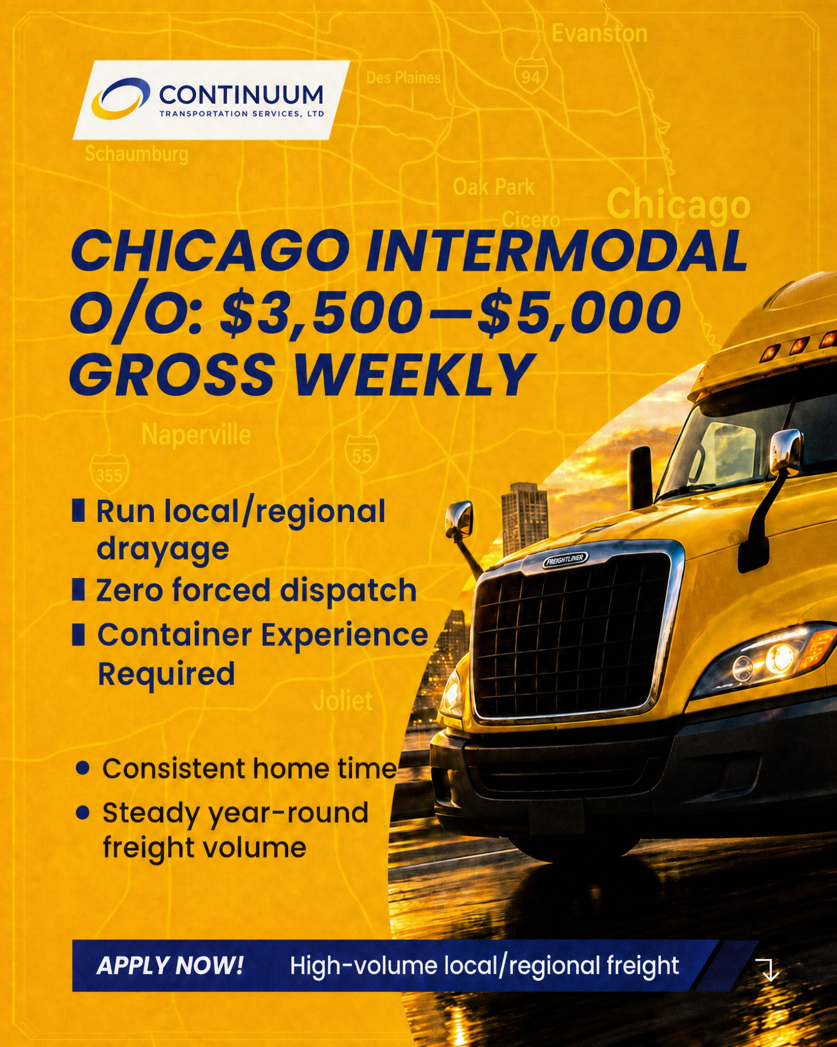 Continuum Transportation Services LTD Facebook ad: Chicago Owner- Operator - APPL NOW!