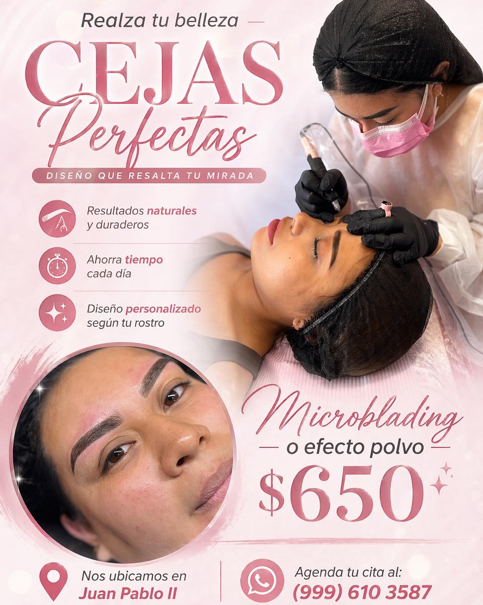 Yuca Bonita Beauty Lab Facebook ad: Realza tu mirada con cejas perfectas.