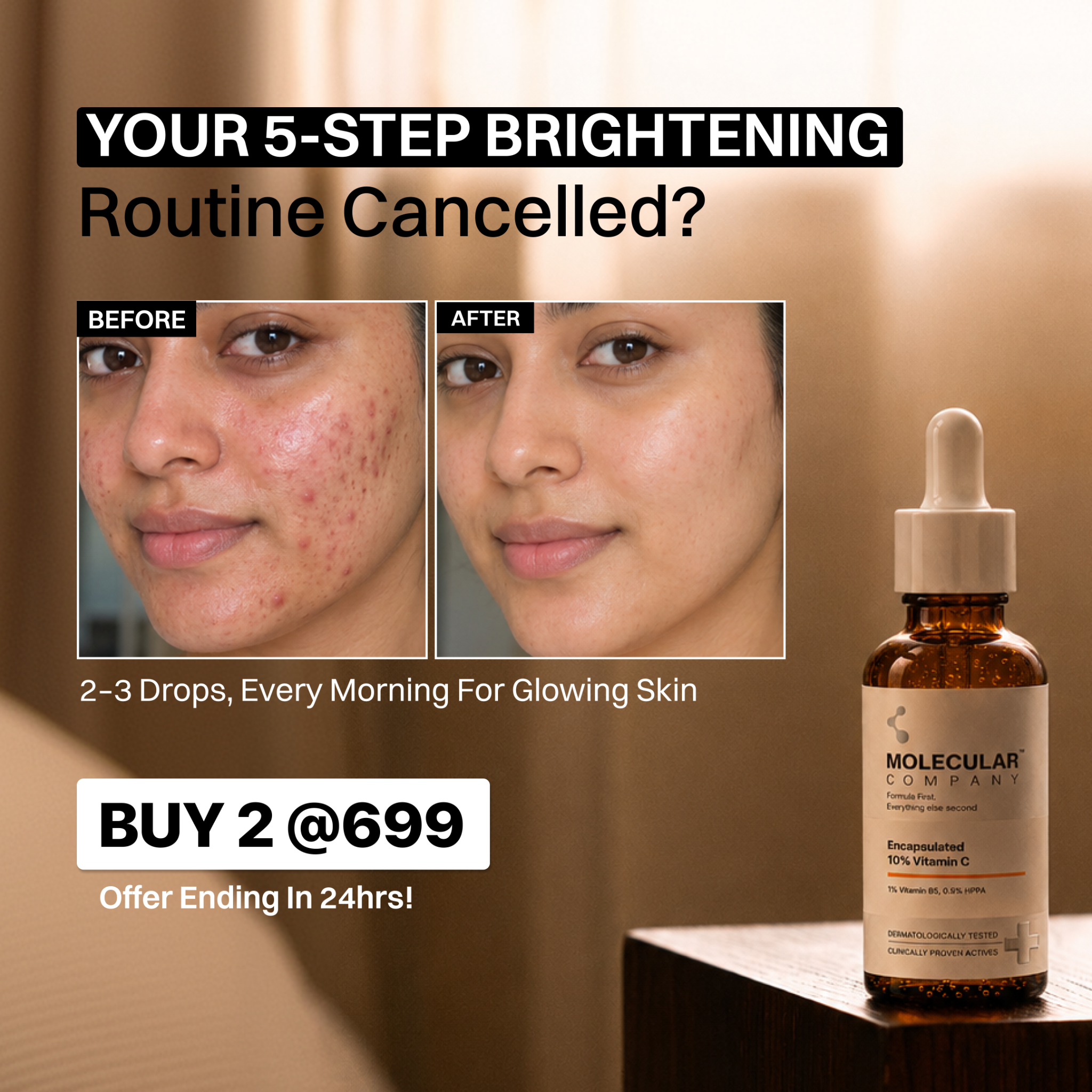 Molecular Company Facebook ad: Unlock Glowing Skin in 30 Days