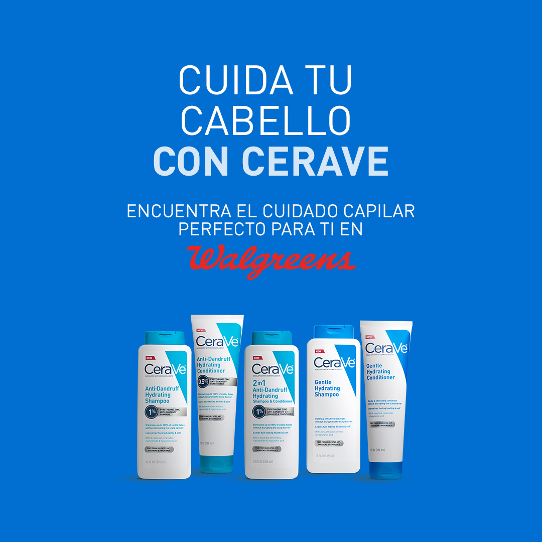 CeraVe PR Facebook ad: Cuidado dermatológico para tu cabello en Walgreens