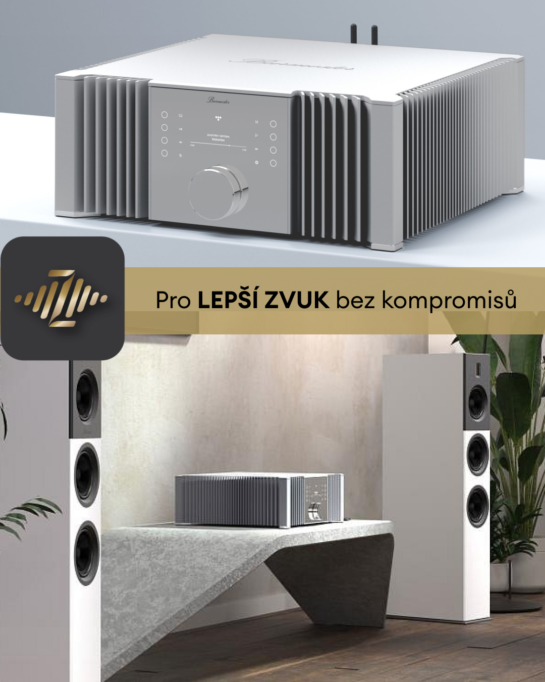 LepšíZvuk.cz Facebook ad: Zvuk bez kompromisů Burmester