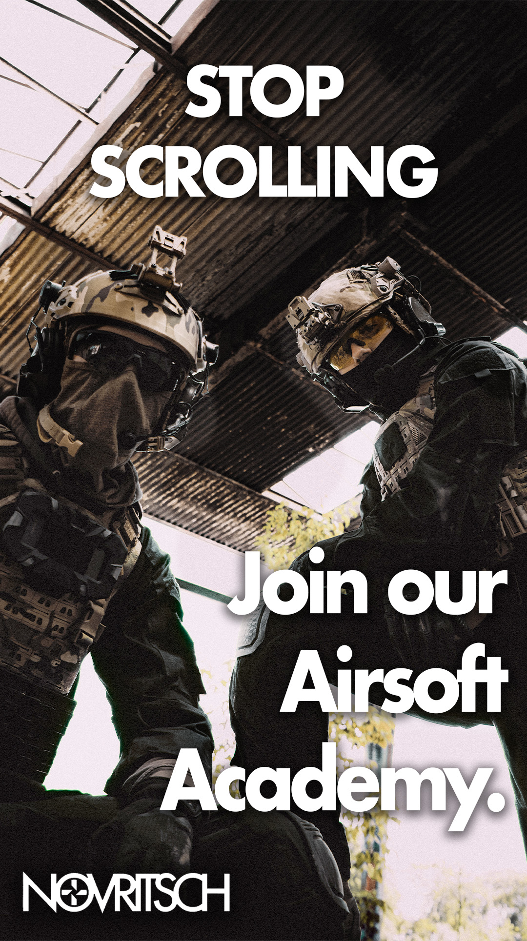 Novritsch Gear Facebook ad: Stop Scrolling, Start Playing