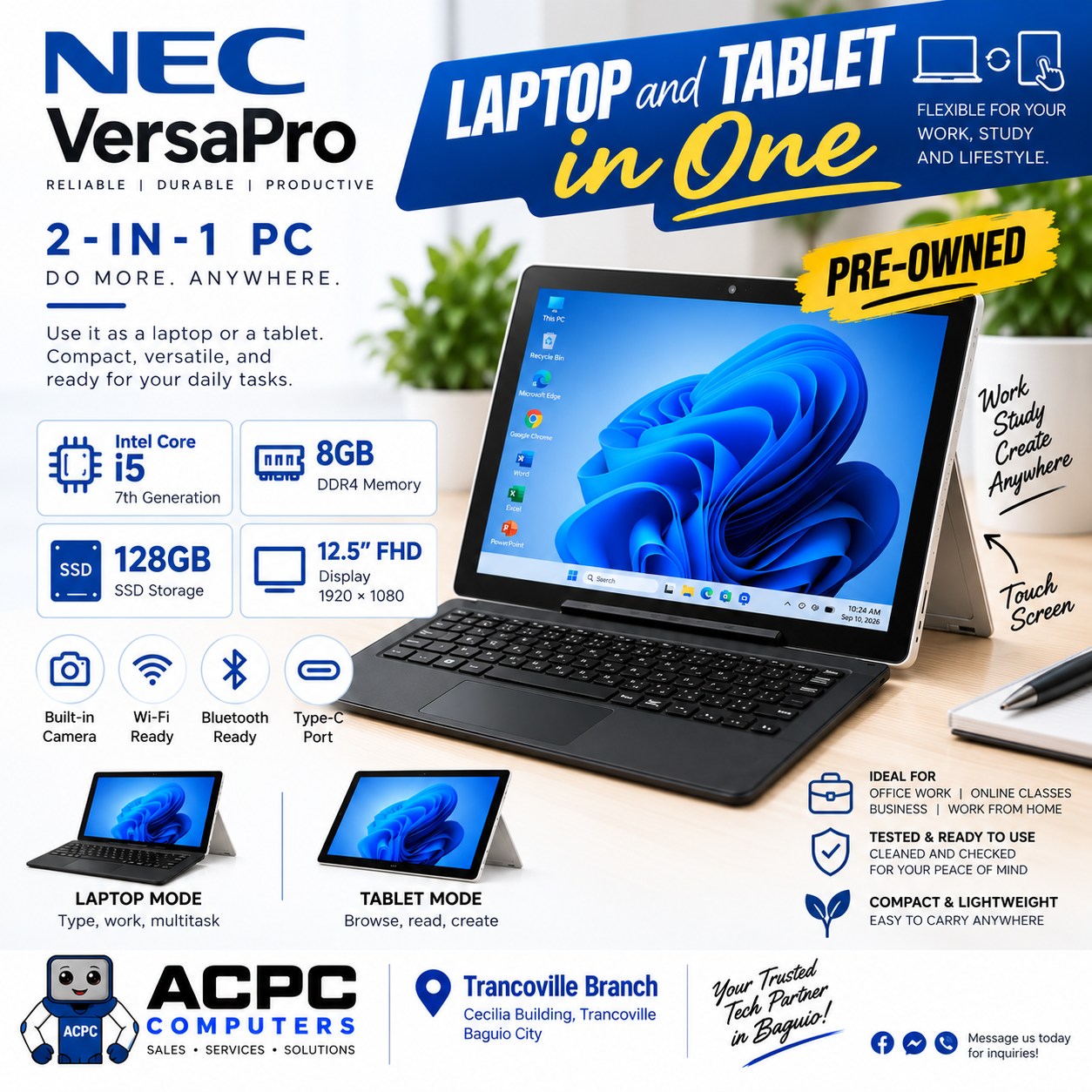 AC PC Facebook ad: LAPTOP + TABLET IN ONE!