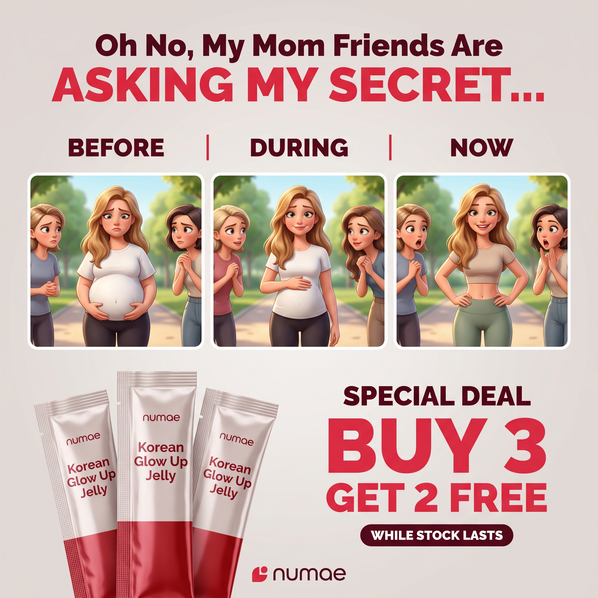 Numae Facebook ad: Why your stomach feels 10 years older than you