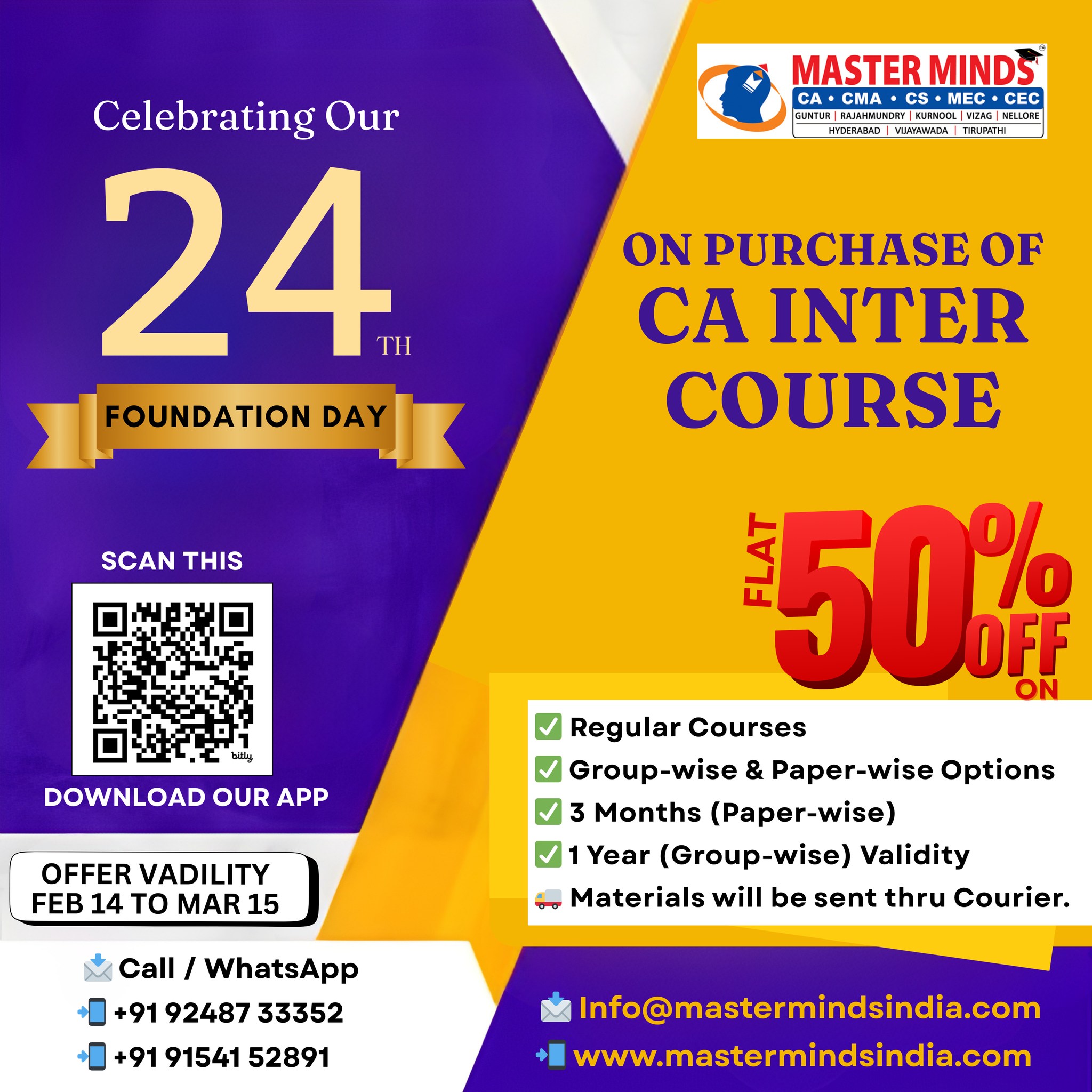 MASTERMINDS For CA Facebook ad: Courses - Masterminds India