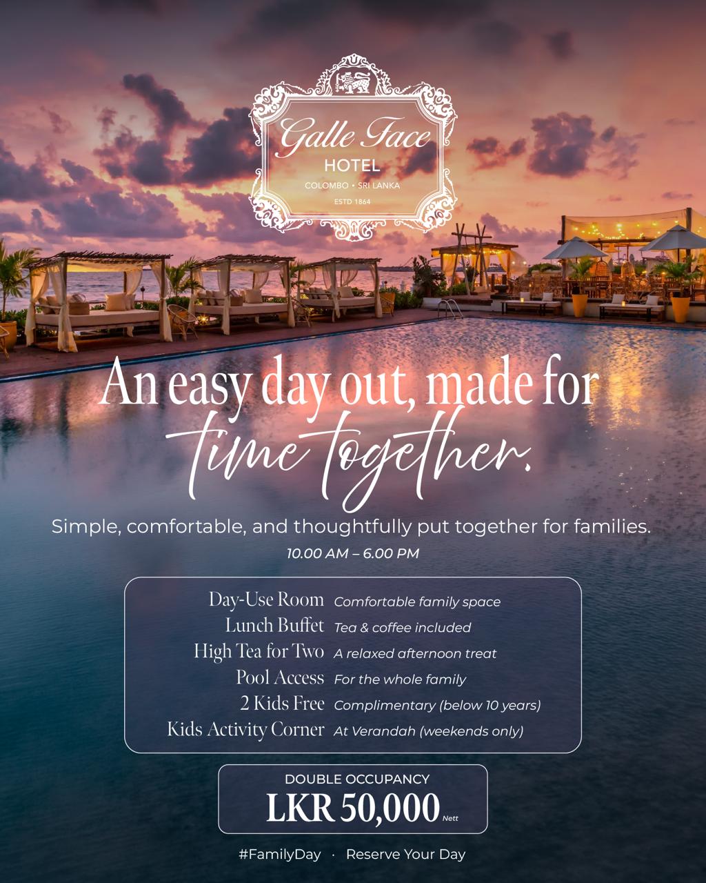 Galle Face Hotel Facebook ad: An Easy Day Out, Made for Time Together