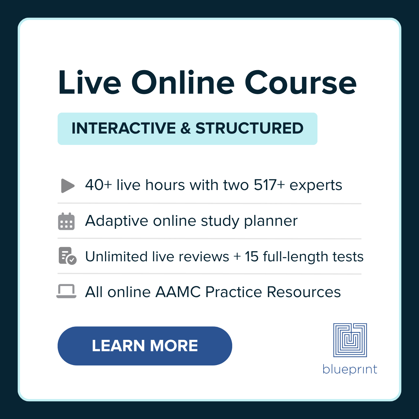 Blueprint MCAT Facebook ad