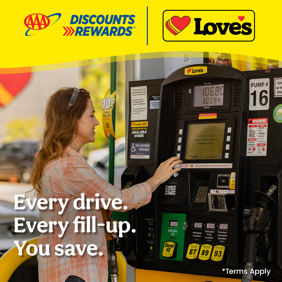 AAA Club Alliance Facebook ad: AAA & Love’s Travel Stops show up for…