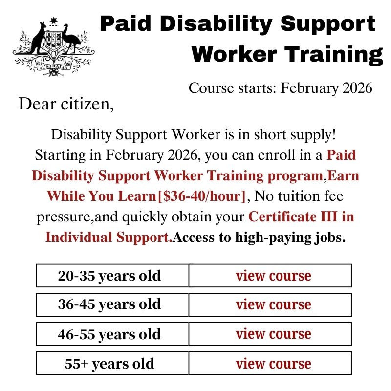 Study courses to get certified Facebook ad: Disability Support Worker Training
