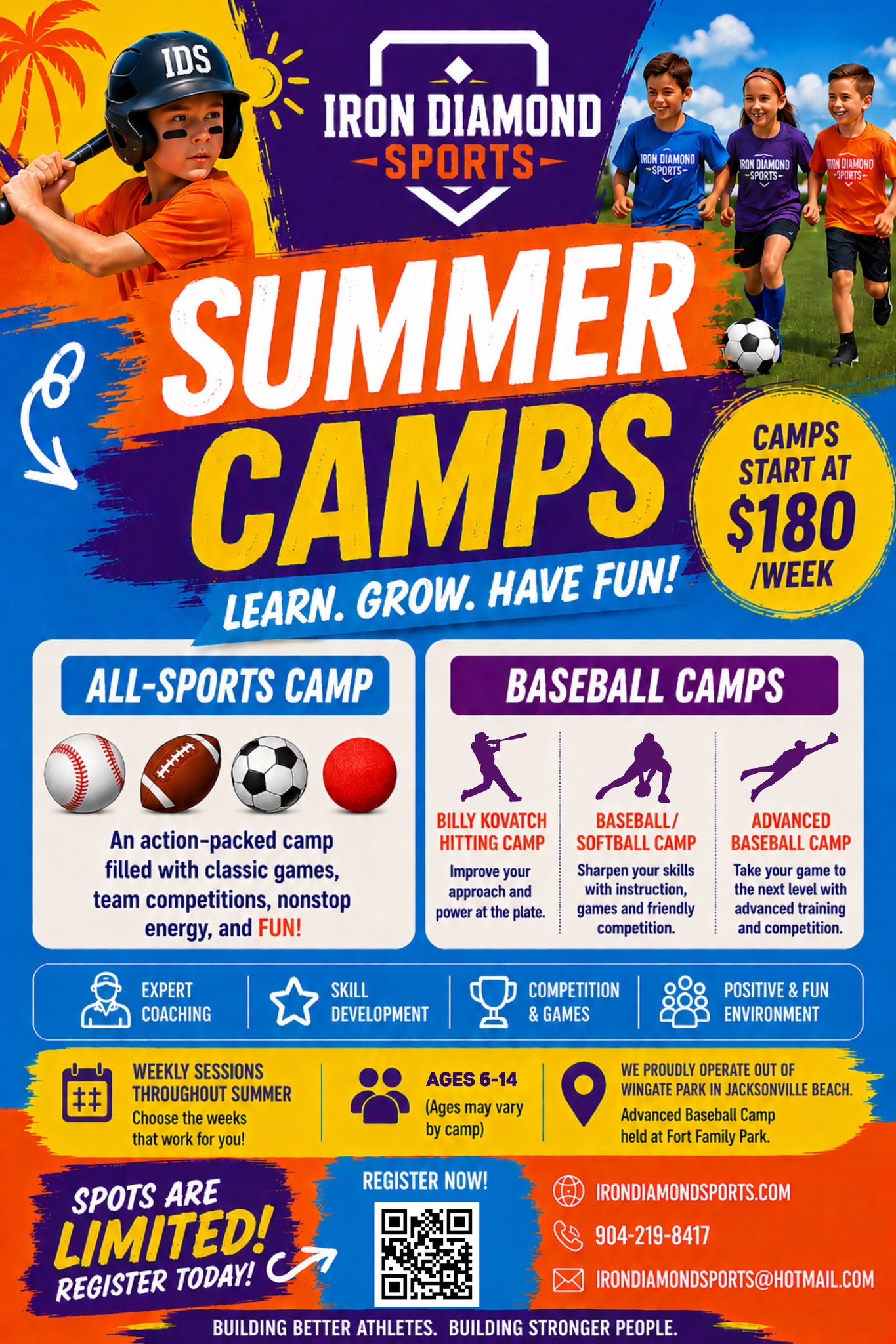 Iron Diamond Sports Facebook ad: SUMMER CAMPS ARE HERE!