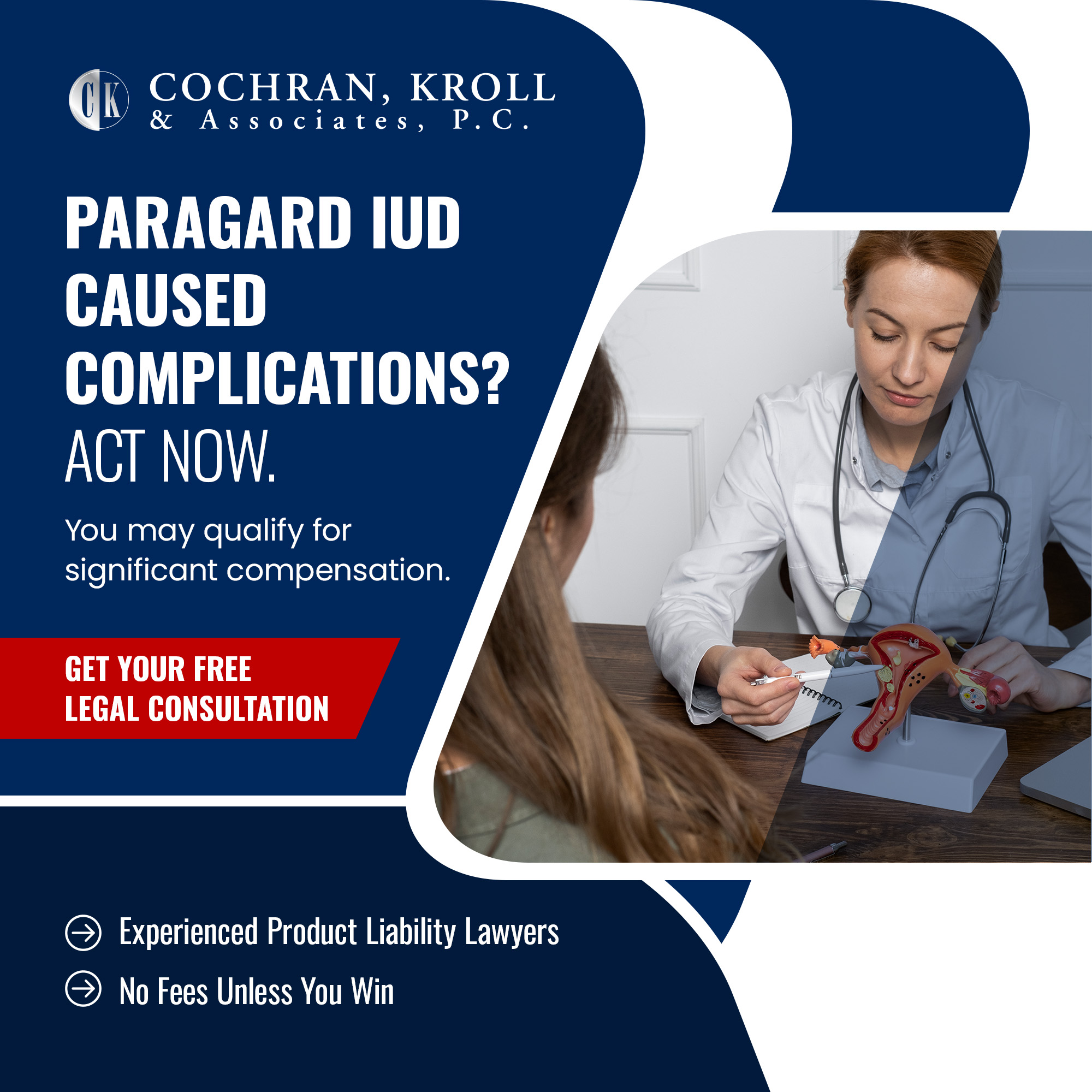 Cochran, Kroll & Associates, P.C. Facebook ad: Paragard IUD Lawsuit Lawyer in Michigan