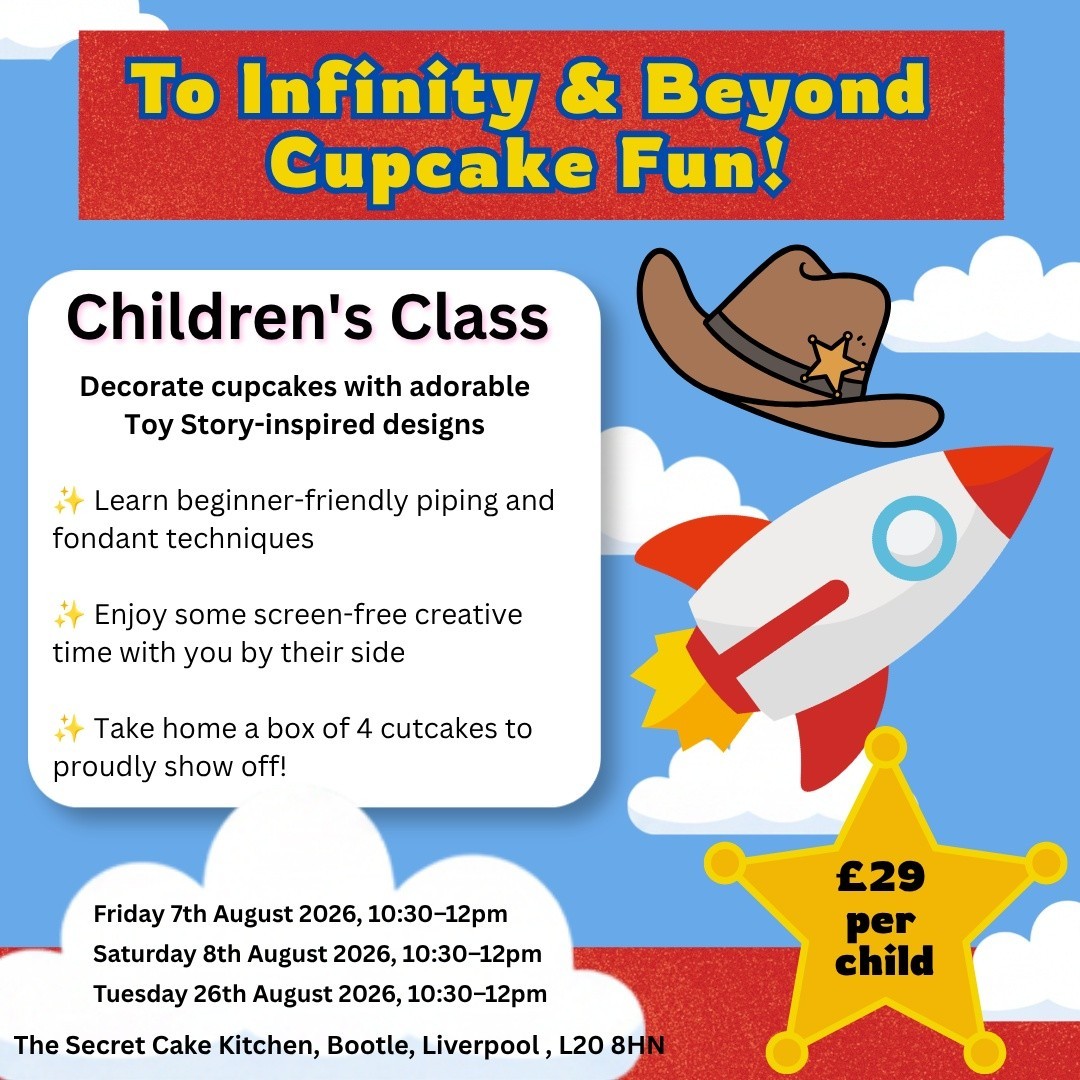 The Secret Cake Kitchen, Liverpool - Cake Decorating Classes Facebook ad: Children's Summer Cupcake Class