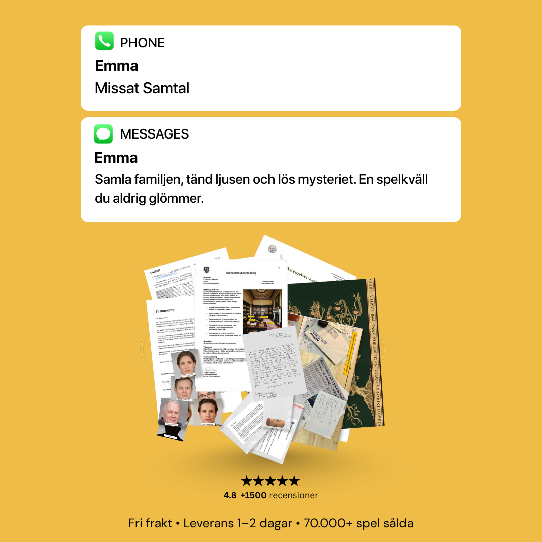 ARKIV by Unsolved - Mordgåtor att lösa hemma Facebook ad: Beställ en mordgåta till bästa spelkvällen