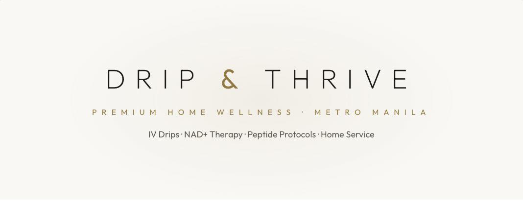 Drip and Thrive Facebook ad: Premium home IV therapy in Metro Manila.