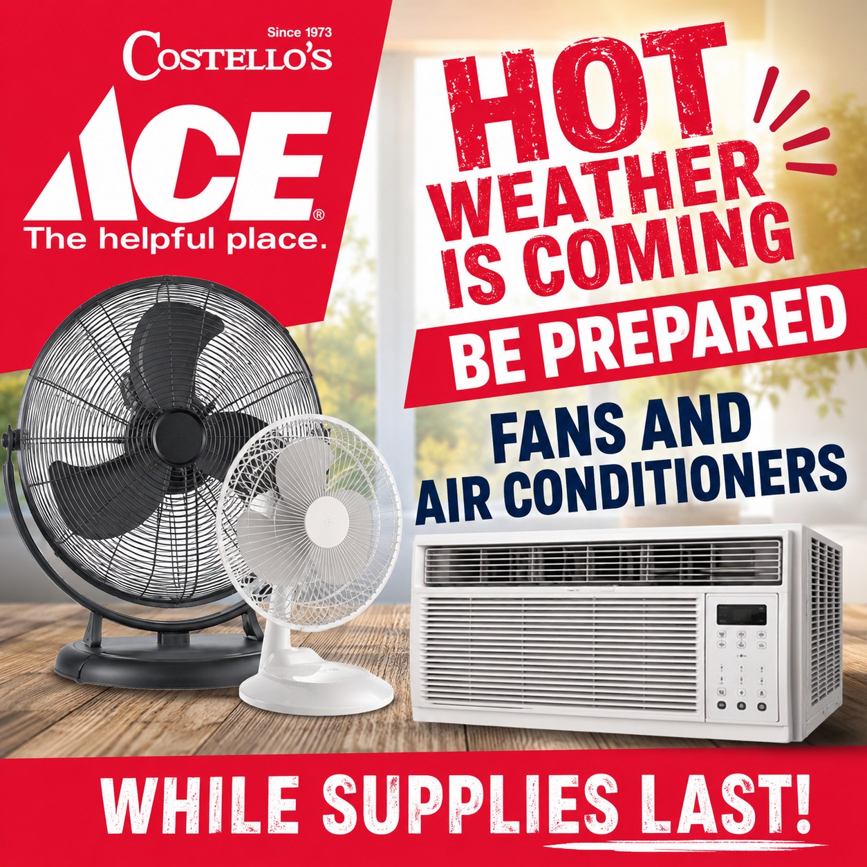 Costello's Ace Hardware of La Plata Facebook ad: Beat the Heat with Costello's Ace Hardware!